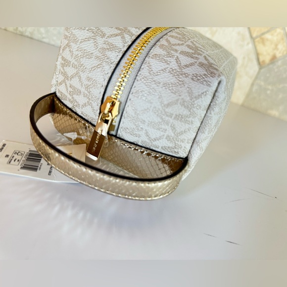 Michael Kors Jet Set Travel Cosmetic Case Travel Pouch MK Pale Gold Multi - Picture 7 of 13
